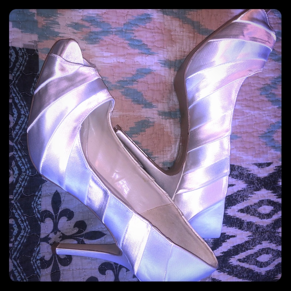 White satin formal heels